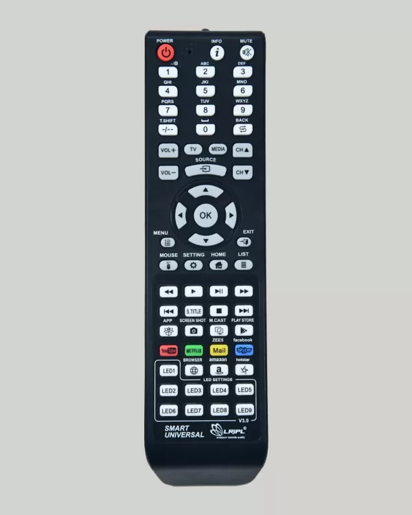 Lripl Non Branded Assemble Chinese LCD LED Smart TV Universal / Multi Remote Control with Netflix YouTube Smart Key (Black)