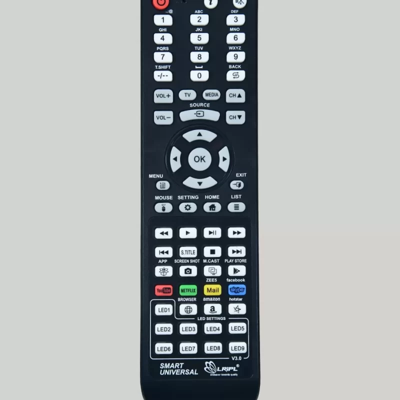 Lripl Non Branded Assemble Chinese LCD LED Smart TV Universal / Multi Remote Control with Netflix YouTube Smart Key (Black)