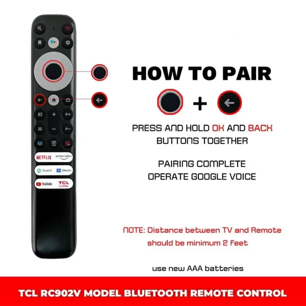 Compatible for TCL Tv Remote Original RC902V Model Bezel-Series P635 Pro Series Bluetooth Voice Command Remote Control with Google Assistant Feature - Pairing Must - Image 2