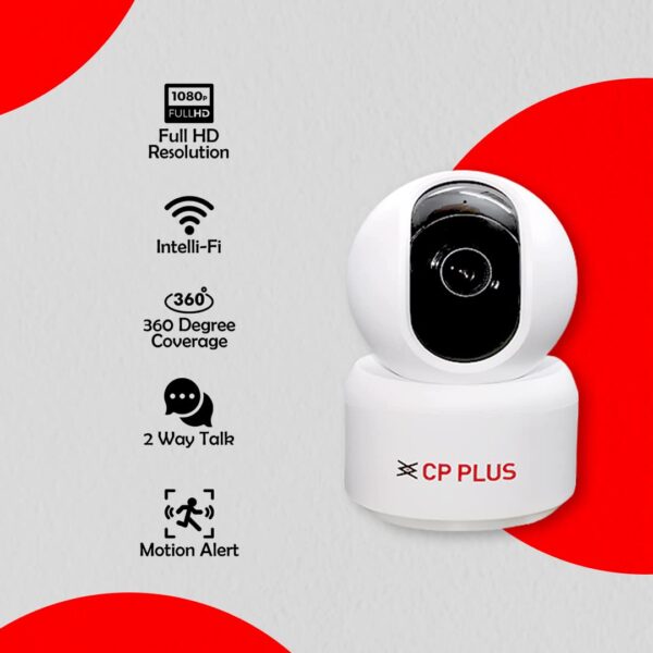 CP PLUS 2MP Full HD Smart Wi-Fi CCTV Home Security Camera | 360° with Pan Tilt | View & Talk | Motion Alert | Night Vision | SD Card (Upto 128 GB), Alexa & Google Support | IR Distance 10mtr | CP-E25A - Image 3