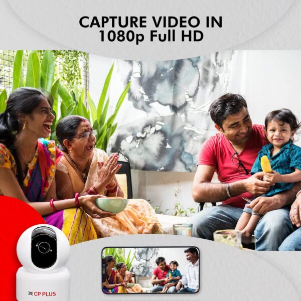 CP PLUS 2MP Full HD Smart Wi-Fi CCTV Home Security Camera | 360° with Pan Tilt | View & Talk | Motion Alert | Night Vision | SD Card (Upto 128 GB), Alexa & Google Support | IR Distance 10mtr | CP-E25A - Image 4