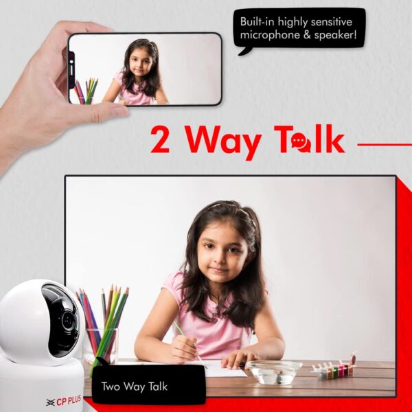 CP PLUS 2MP Full HD Smart Wi-Fi CCTV Home Security Camera | 360° with Pan Tilt | View & Talk | Motion Alert | Night Vision | SD Card (Upto 128 GB), Alexa & Google Support | IR Distance 10mtr | CP-E25A - Image 6