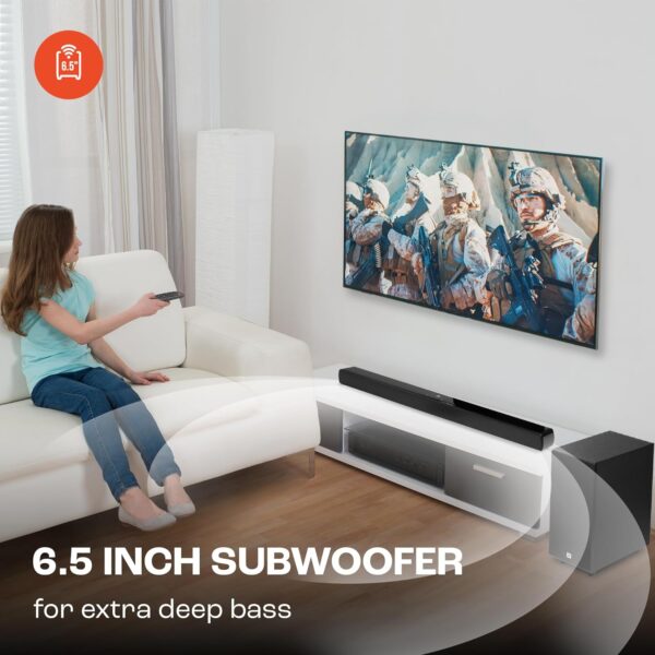 JBL Cinema SB190 Deep Bass, Dolby Atmos Soundbar with Wireless Subwoofer for Extra Deep Bass, 2.1 Channel with Remote, Sound Mode for Voice Clarity, HDMI eARC, Bluetooth & Optical Connectivity (380W) - Image 6