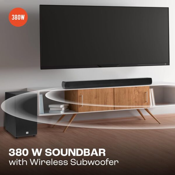 JBL Cinema SB190 Deep Bass, Dolby Atmos Soundbar with Wireless Subwoofer for Extra Deep Bass, 2.1 Channel with Remote, Sound Mode for Voice Clarity, HDMI eARC, Bluetooth & Optical Connectivity (380W) - Image 7