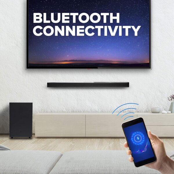 JBL Bar 2.1 Deep Bass, Dolby Digital Soundbar with Wireless Subwoofer for Extra Deep Bass, 2.1 Channel Home Theatre with Remote, Surround Sound, HDMI ARC, Bluetooth & Optical Connectivity (300W) - Image 8