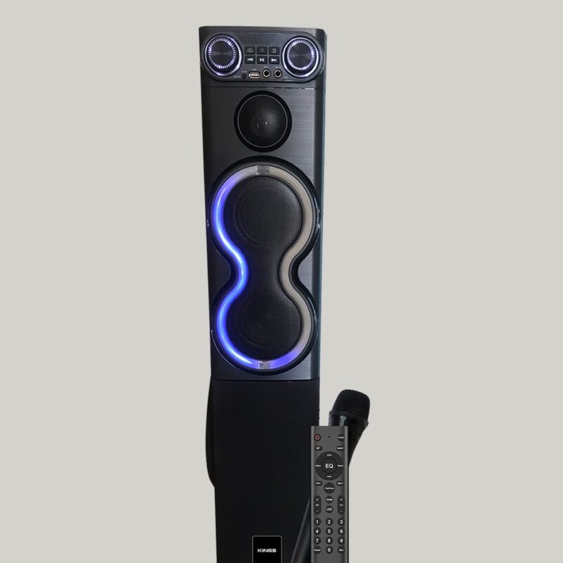 KINGS Powerful 100 Watt RMS, Single Tower Party Speaker System with Dynamic Disco Lights, Bluetooth, USB, Digital FM, Wireless Mic and AUX |  Party Powerhouse Speaker,Model T-1