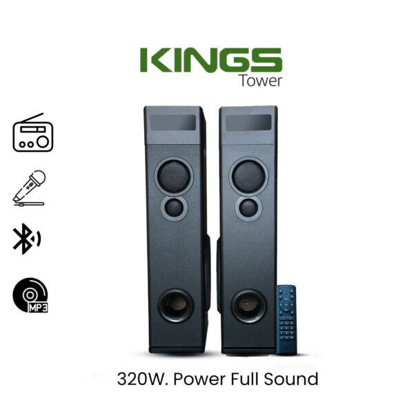 KINGS 2.0 Multimedia Tower Speaker (Black) WITH Crystal Clear  Bass, 320 Watt Power full Deep Bass Sound, Model F10 - Image 3