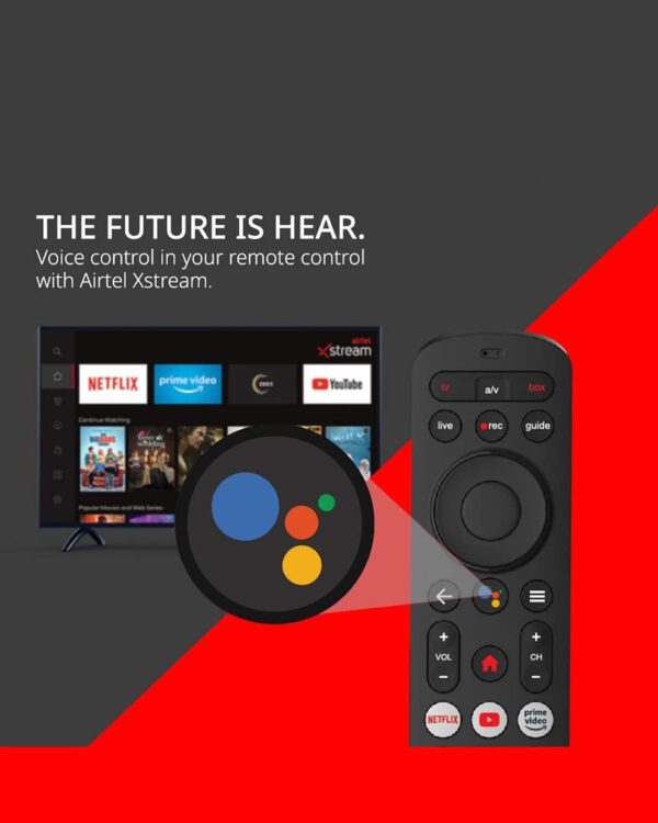 Compatible with Airtel Xstream Set Top Box Remote Suitable for SD and HD Smart Setup Box with Voice Command, Recording Feature, Streaming Apps - Match Key by Key Exactly with Existing Remote