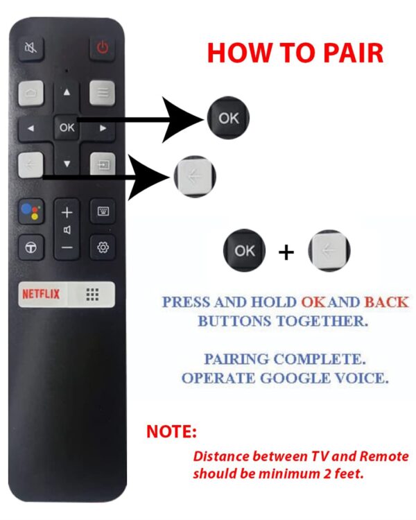 Compatible With TCL Tv Remote Original RC802V Model Suitable For Any Iffalcon TCL Smart Android 4K FHD UHD QLED Television With  Voice Command And Google Assistance Feature - Pairing Must!