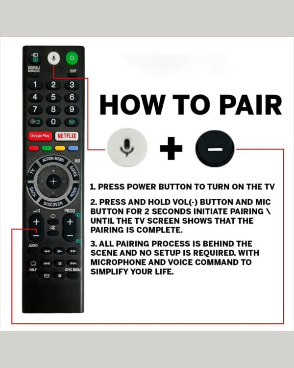 Bluetooth Voice Command Compatible for Sony 4K Smart LED UHD OLED QLED Android Bravia TV Remote Control Replacement of Original RMF-TX200P RMF-TX200U RMF-TX200E RMF-TX300A Models Remote-Compatible with Sony TV Remote Control Model RMF-TX200P with Bluetooth Voice Command Suitable for 4K Smart LED UHD OLED QLED Android Bravia Television - Pairing Must