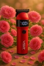 VGR Rosso Professional Men's Beard & Moustache Hair Trimmer for Men with 400min Long Runtime | 2000mAh Lithium Battery | Turbo Mode with 7000 RPM Powerful Motor | LED Display (Red)