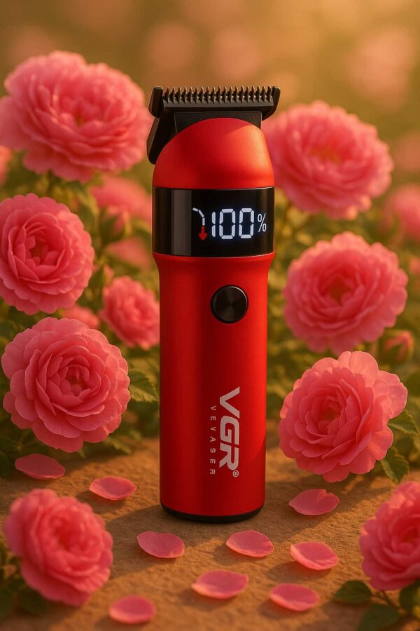 VGR Rosso Professional Men's Beard & Moustache Hair Trimmer for Men with 400min Long Runtime | 2000mAh Lithium Battery | Turbo Mode with 7000 RPM Powerful Motor | LED Display (Red)