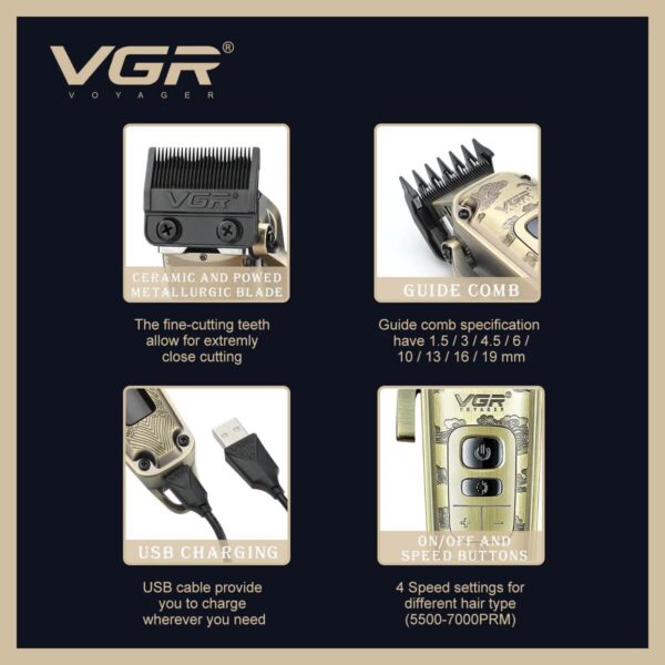 VGR V-005 Beard & Hair Trimmer for Men | Cordless Rechargeable Grooming Trimmer with Sharp Stainless Steel Blades