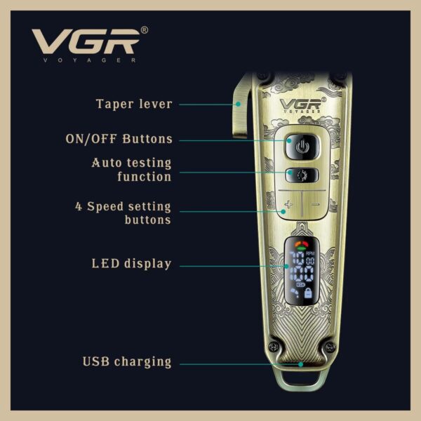 VGR V-005 Beard & Hair Trimmer for Men | Cordless Rechargeable Grooming Trimmer with Sharp Stainless Steel Blades