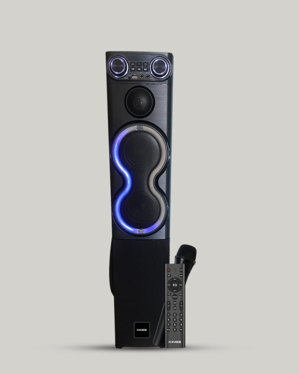 KINGS Powerful 100 Watt RMS, Single Tower Party Speaker System with Dynamic Disco Lights, Bluetooth, USB, Digital FM, Wireless Mic and AUX | Party Powerhouse Speaker,Model T-1