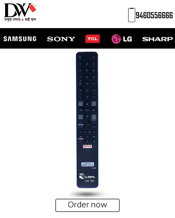 LRIPL 5 in 1 Universal TV Remote Control for Samung,Sony,LG,TCL And Sharp Smart LCD LED TV- No Setup Required-LED-189
