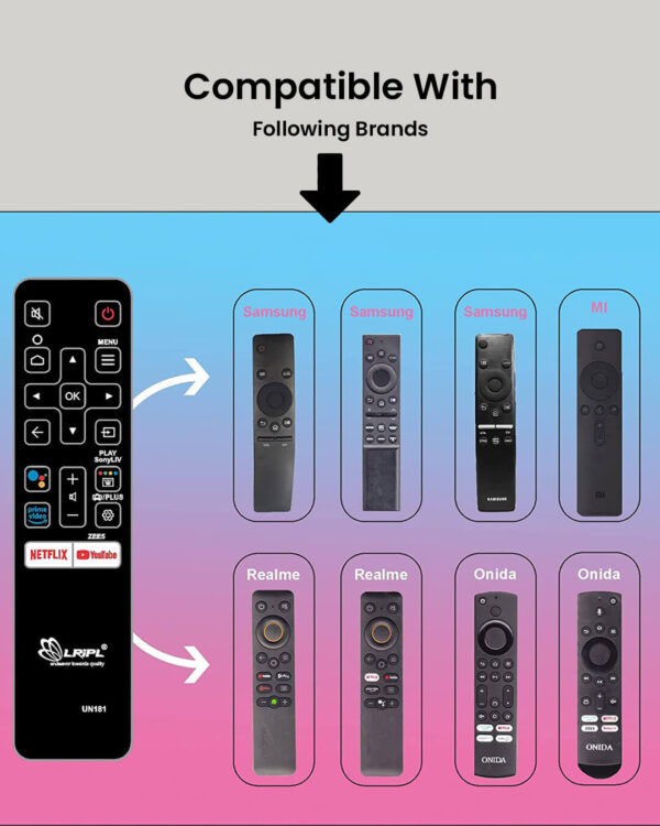 LRIPL 4 in 1 Universal TV Remote Control for Samsung,Realme,Onida,Mi Smart LCD LED TV- No Setup Required- Direct Working (non voice remote ) Model uni-181