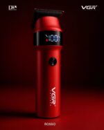 VGR Rosso Professional Men's Beard & Moustache Hair Trimmer for Men with 400min Long Runtime | 2000mAh Lithium Battery | Turbo Mode with 7000 RPM Powerful Motor | LED Display (Red)