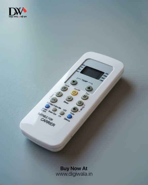 Carrier AC Remote Control – Compatible with Carrier Split & Window AC Models | LCD Display, Mode Control, Swing, Timer, Turbo, Sleep & Smart Functions | Replacement Remote (White) ac-148-148A