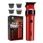 VGR Rosso Professional Men's Beard & Moustache Hair Trimmer for Men with 400min Long Runtime | 2000mAh Lithium Battery | Turbo Mode with 7000 RPM Powerful Motor | LED Display (Red)