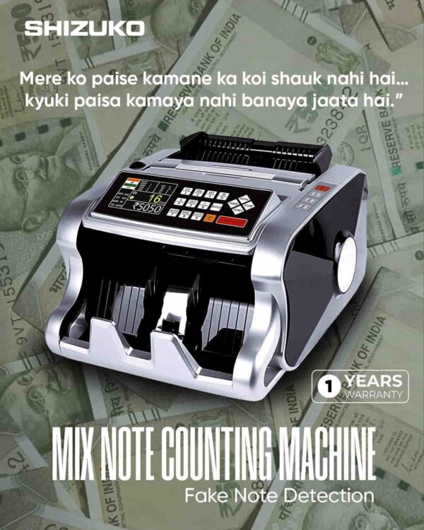 SHIZUKO  Mix Note Value Counting Business-Grade Machine/ Indian Currency Cash Counting Machine Fully Automatic Cash Counter with Fake Note Detection