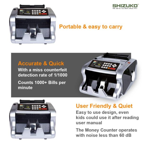 SHIZUKO  Mix Note Value Counting Business-Grade Machine/ Indian Currency Cash Counting Machine Fully Automatic Cash Counter with Fake Note Detection
