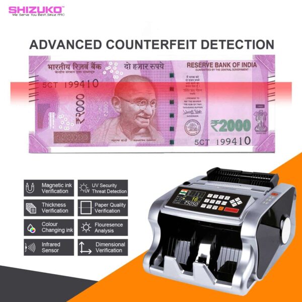 SHIZUKO  Mix Note Value Counting Business-Grade Machine/ Indian Currency Cash Counting Machine Fully Automatic Cash Counter with Fake Note Detection
