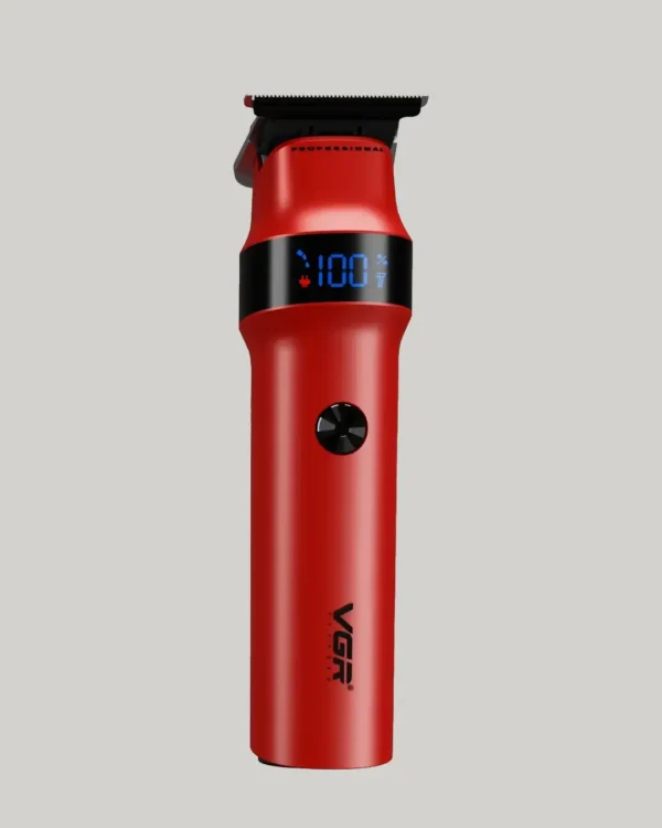 VGR Rosso Professional Men's Beard & Moustache Hair Trimmer for Men with 400min Long Runtime | 2000mAh Lithium Battery | Turbo Mode with 7000 RPM Powerful Motor | LED Display (Red)