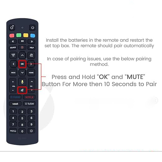 Voice Control Replacement Remote Compatible for Jio Fiber Set Top Box with Voot, Netflix, YouTube, Hotstar Hotkeys (Please Match Old Remote Before Order)