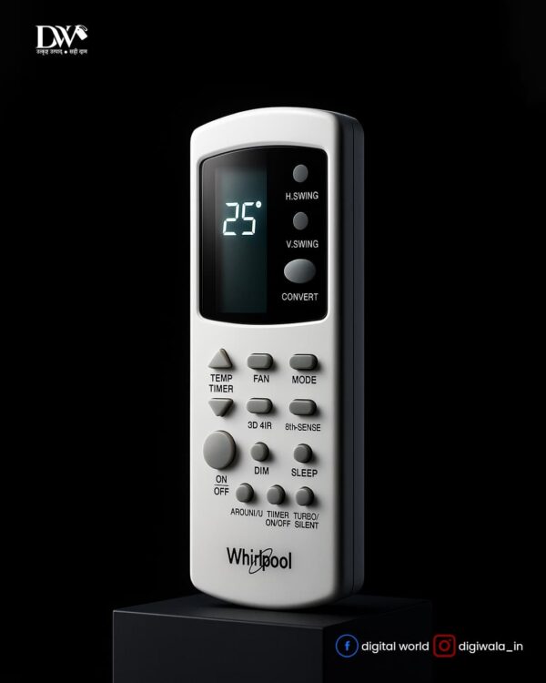 Compatible with Whirlpool AC Remote Control Original Model  Suitable for 1 | 1.5 | 2 ton Split and Window Air Conditioner – Match Remote Keys Exactly to Replicate Genuine Remote Function-AC-210H
