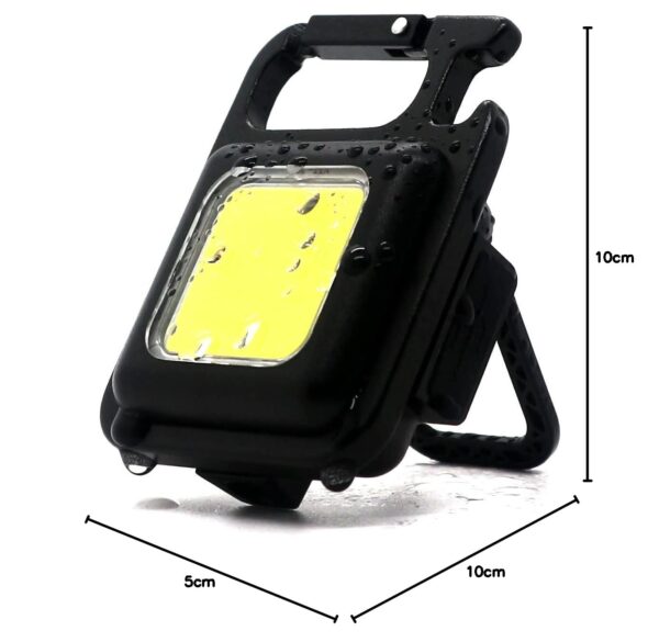 Keychain Mini Cob Flashlight, Super Bright (Max 500 Lumens) Rechargeable Emergency Light, 4 Modes Portable Pocket Light with Folding Bracket Bottle Opener for Fishing, Camping, Walking
