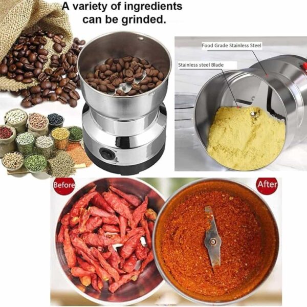 Nima Mini Electric Grinder for Coffee & Spices | Small Mixer Grinder with Stainless Steel Cup | Portable Grinder Mixer for Masala, Dry Ingredients & Coffee Beans