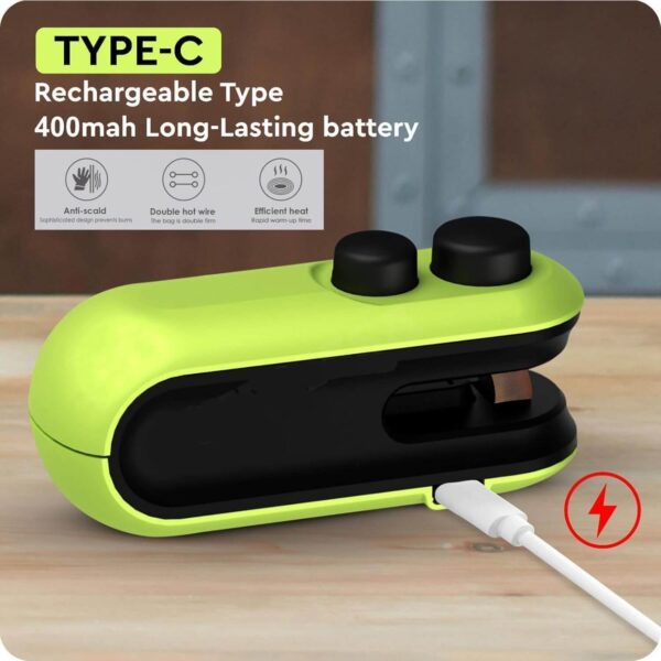 Mini Sealing Machine, Handheld Packet Sealer for Food, Snacks, Chips, Fresh Storage, Plastic Bags Sealing Machine, Type C Charging Vaccum Sealers