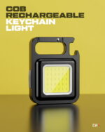 Keychain Mini Cob Flashlight, Super Bright (Max 500 Lumens) Rechargeable Emergency Light, 4 Modes Portable Pocket Light with Folding Bracket Bottle Opener for Fishing, Camping, Walking