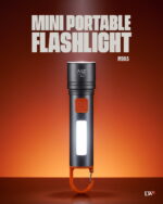 MZ M985 Rechargeable LED Flashlight with Zoom, 50W Front Light + 36W COB Side Light, 4 Modes, Type-C Charging, Hook for Hanging for Camping, Hiking, Emergency Use (Silver/Black)