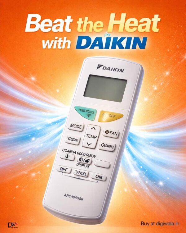 100% Original Daikin AC Remote -ARC484B56 Suitable for 1 | 1.5 | 2 Ton Split and Window Air Conditioner - Match Remote Key by Key with Existing Remote Control