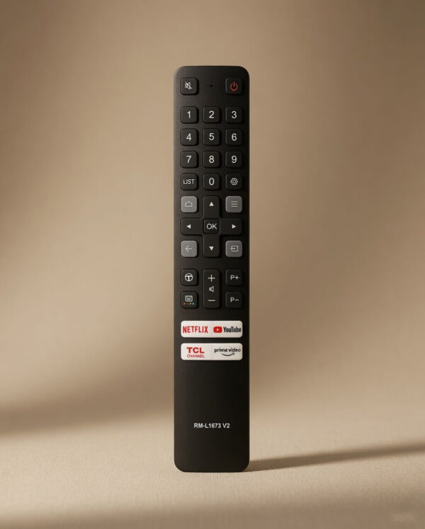 Compatible with TCL Smart TV Remote Control Original Model RM-L1673 V2 Non Voice Command with Netflix, YouTube, Prime Video hotkeys Suitable for LED, LCD, UHD, QLED and 4K Android Television