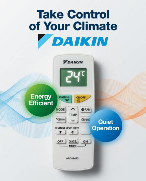100% Original Daikin AC Remote Control ARC484B31 | Genuine Daikin Replacement Remote for 1 Ton, 1.5 Ton & 2 Ton Split and Window Air Conditioners | Ready to Use