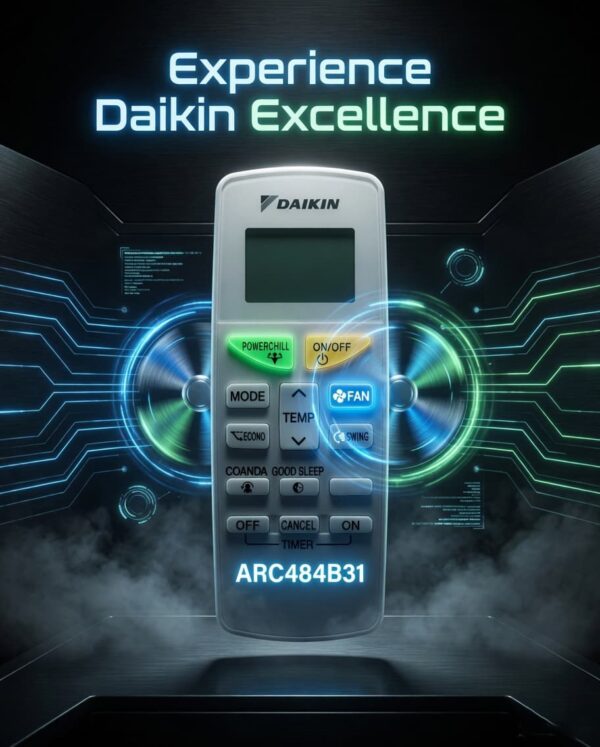 100% Original Daikin AC Remote Control ARC484B31 | Genuine Daikin Replacement Remote for 1 Ton, 1.5 Ton & 2 Ton Split and Window Air Conditioners | Ready to Use