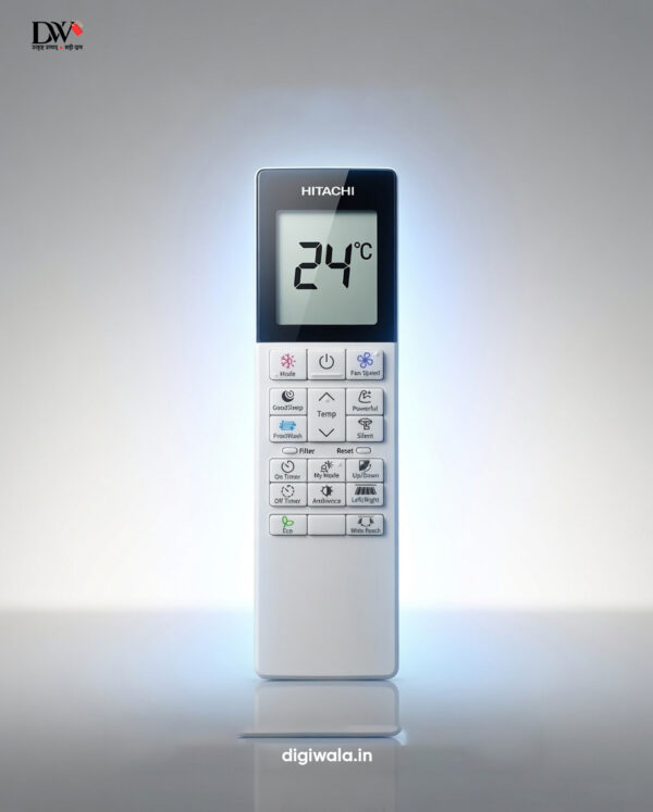 100% Original Hitachi AC Remote Control RC-AGS1EB0I for Inverter Split Air Conditioner | FrostWash, Eco, Powerful, Silent & Wide Reach Functions