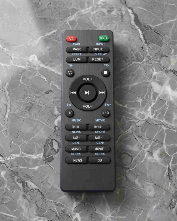 Replacement Remote Control Compatible with boAt Aavante & Zebronics Soundbar / Home Theater System | PAIR, INPUT, LUM, RESET, EQ Modes (Music/Movie/News/Sport), Treble Bass Volume Controls-Match with Old Remote Before Purchase