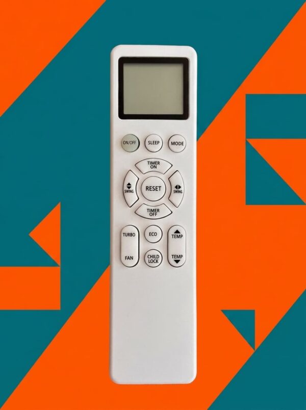 Mitsubishi Electric AC Remote Control Compatible with Split Air Conditioner | LCD Display | Turbo, Sleep, Eco, Timer, Swing & Child Lock Functions | Premium Replacement AC Remote-AC-319