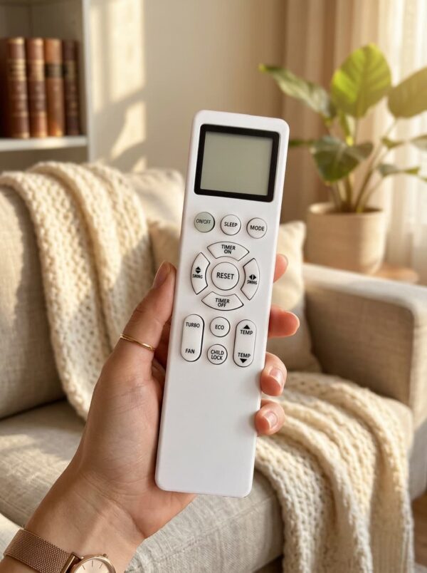 Mitsubishi Electric AC Remote Control Compatible with Split Air Conditioner | LCD Display | Turbo, Sleep, Eco, Timer, Swing & Child Lock Functions | Premium Replacement AC Remote-AC-319
