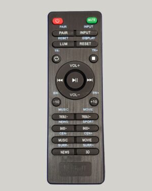 Replacement Remote Control Compatible with boAt Aavante & Zebronics Soundbar / Home Theater System | PAIR, INPUT, LUM, RESET, EQ Modes (Music/Movie/News/Sport), Treble Bass Volume Controls-Match with Old Remote Before Purchase