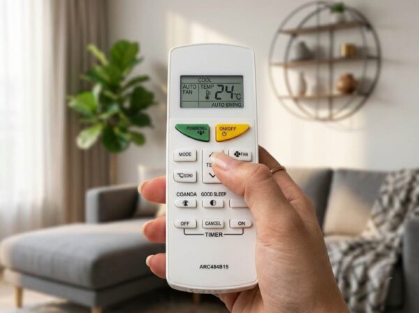 Replacement Remote Control Compatible with Daikin Split AC (Model: ARC484B15) – Supports Powerchill, Econo, Coanda & Good Sleep Modes - AC-132H
