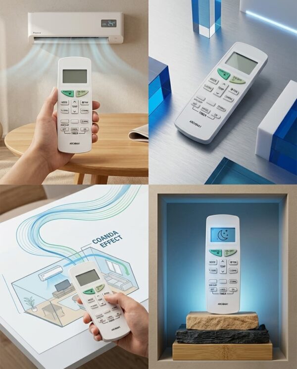 Daikin ARC484A1 AC Remote Compatible Replacement | PowerChill Function | Cooling, Fan, Swing, Econo, Good Sleep & Timer | For Compatible Daikin Split/Window AC- 132E