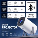 Smart Portable Projector 1080P Full HD | 180 ANSI Lumens | Dual Band WiFi 2.4G/5G | Bluetooth 5.0 | 4GB/64GB | Auto Keystone | HDMI USB - S40